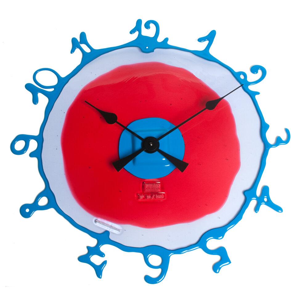 XXIe siècle et contemporain Grande horloge ronde, en rubis foncé, lilas et bleu clair mat, de Gaetano Pesce en vente