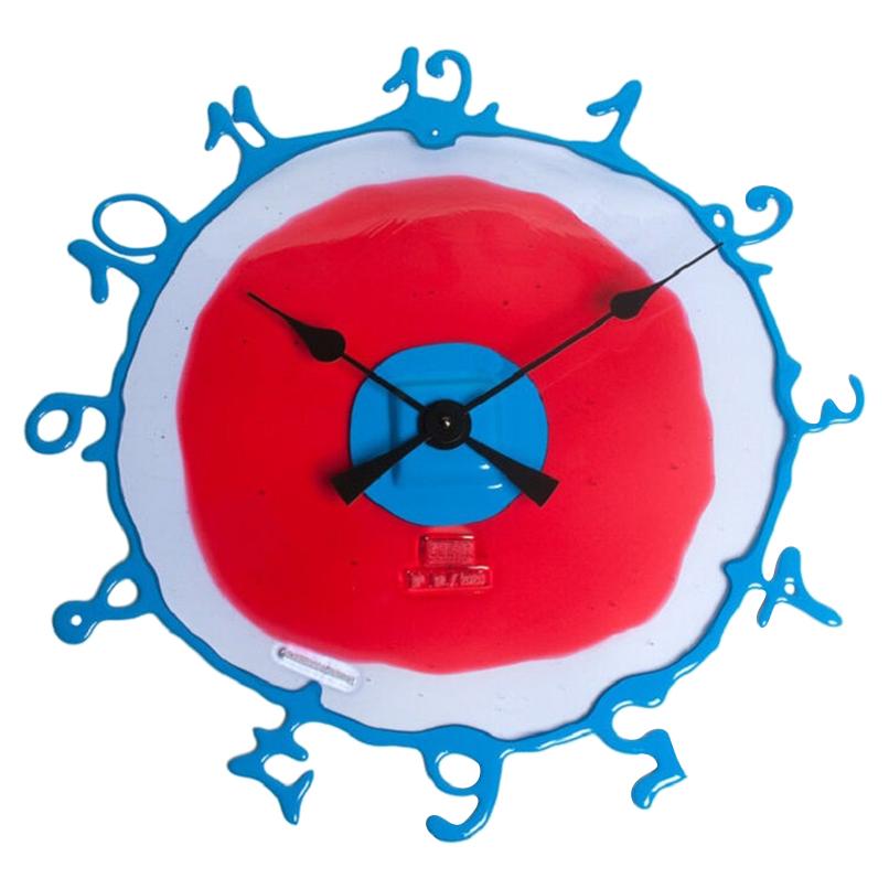 Round The Clock, Large, in Dark Ruby, Lilac & Matt Light Blue by Gaetano Pesce