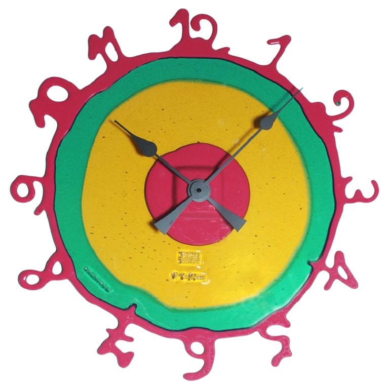 Runde The Clock, XL in klarem Bernstein und Grün, mattem Fuchsia von Gaetano Pesce