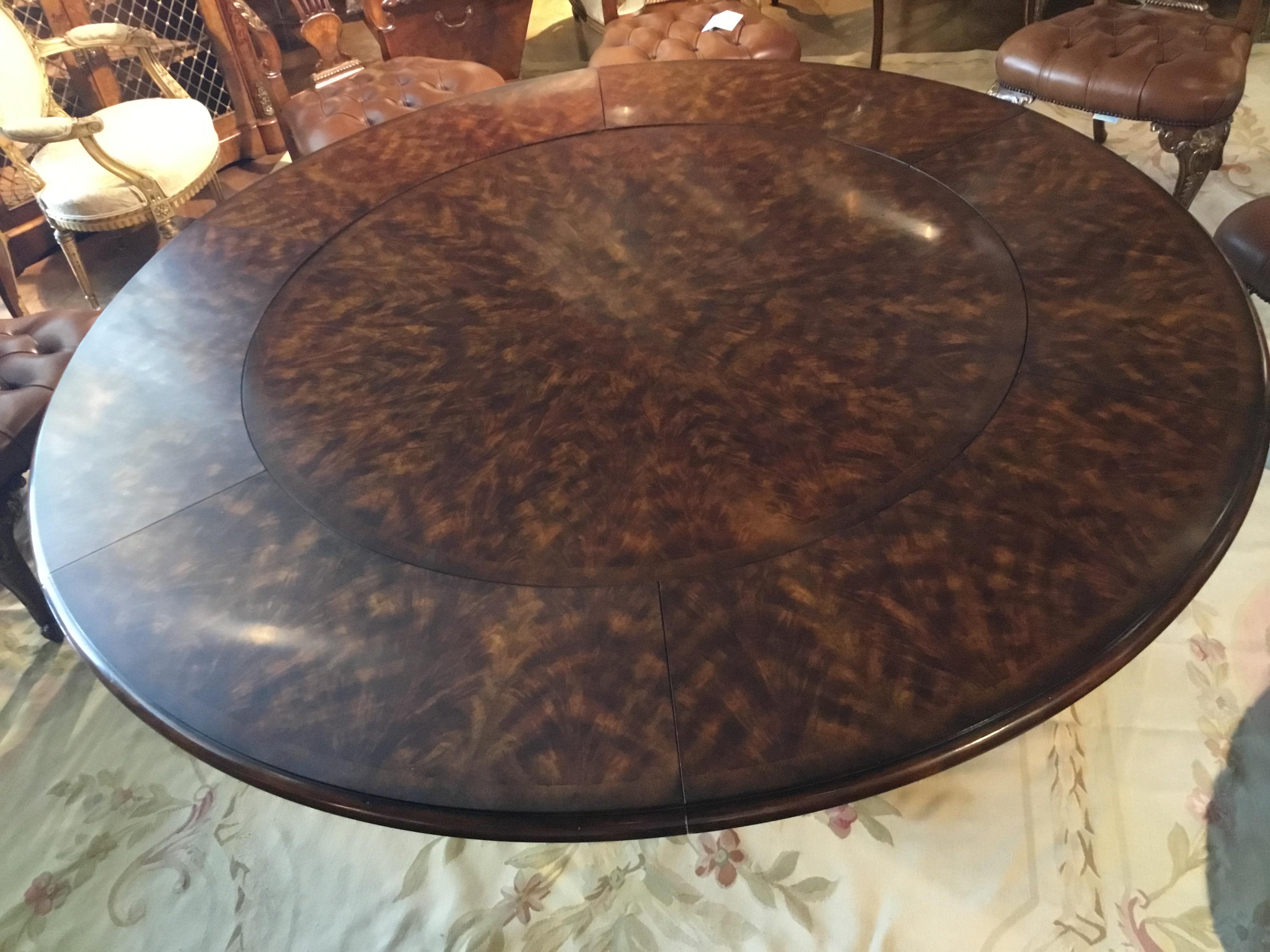 Round Theodore Alexander Dining Table in Mahogany Flame Veneers Regency Styled 3