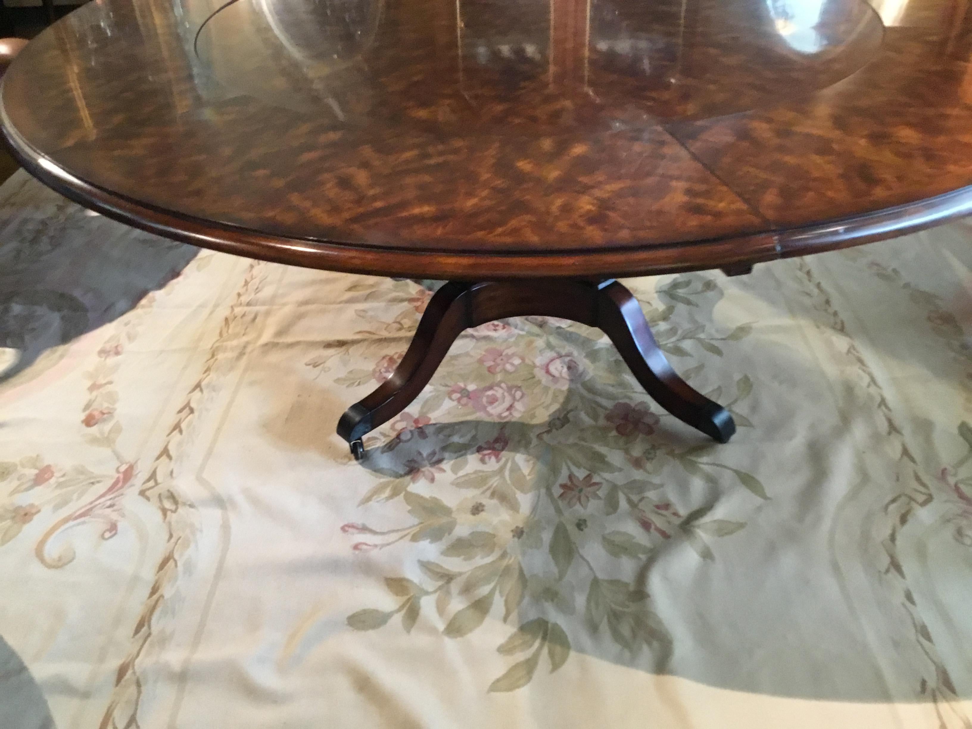 Round Theodore Alexander Dining Table in Mahogany Flame Veneers Regency Styled 5