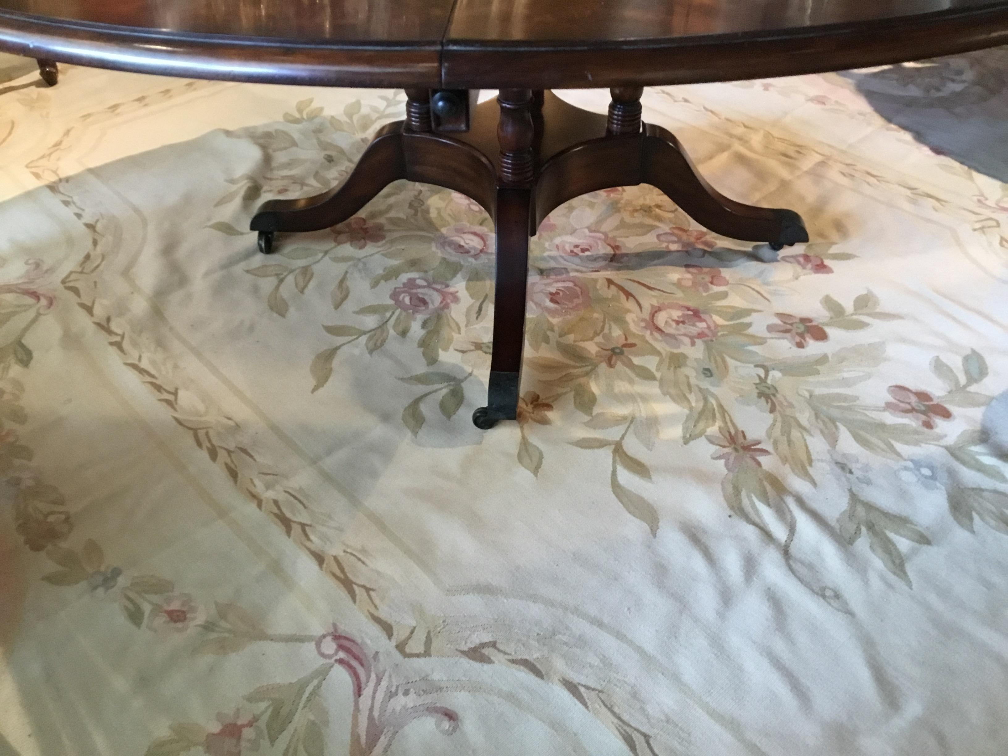 Round Theodore Alexander Dining Table in Mahogany Flame Veneers Regency Styled 2