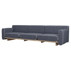 Round three-seater sofa Tilda with Denim plain fabric handcrafted by Murmurio