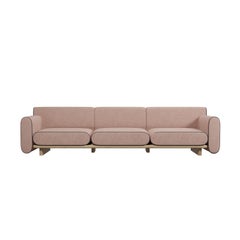 Round three-seater sofa Tilda with Nude plain fabric handcrafted by Murmurio