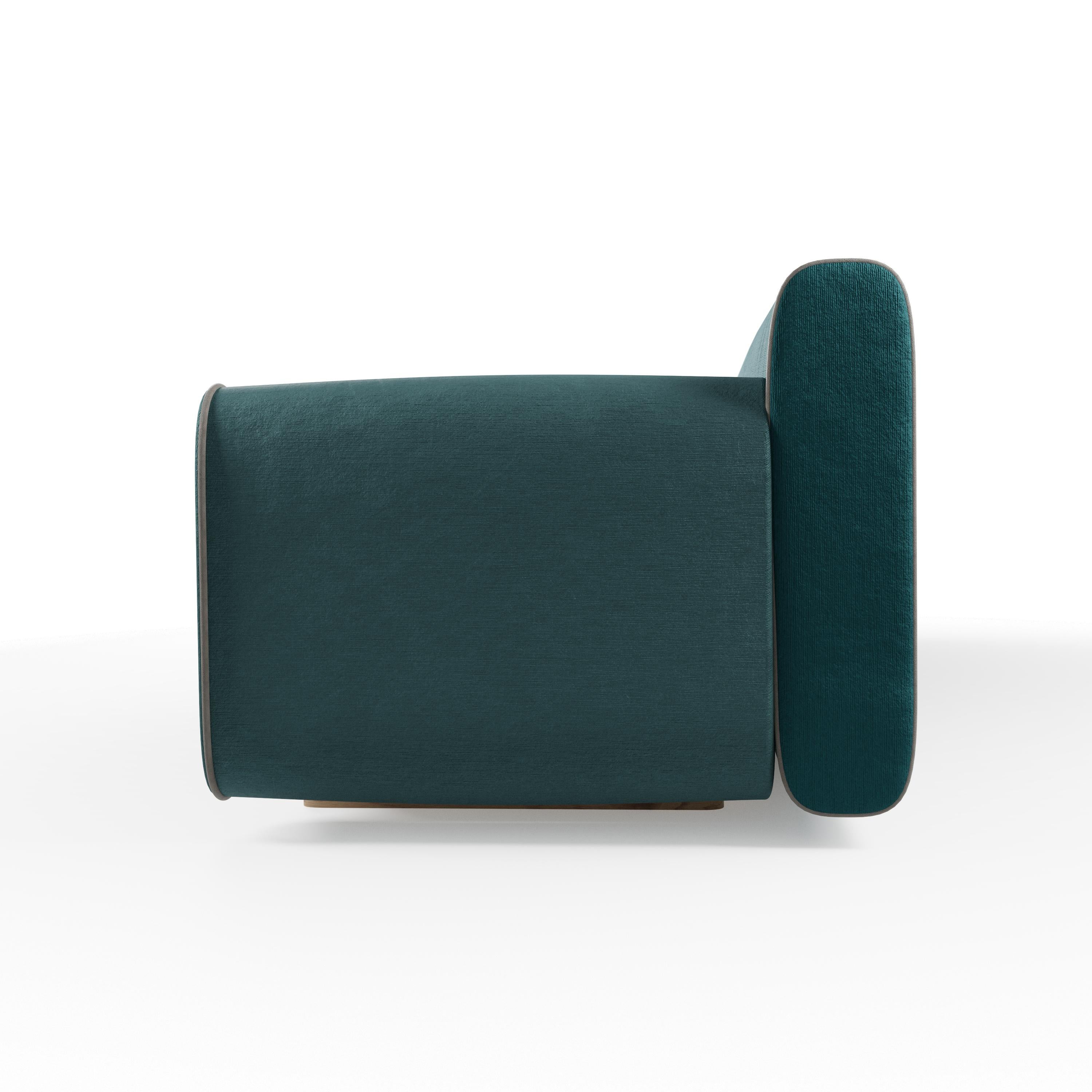 Tissu Canapé rond trois places Tilda avec velours paon fabriqué à la main par Murmurio en vente