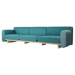 Round three-seater sofa Tilda with peacock velvet handcrafted by Murmurio