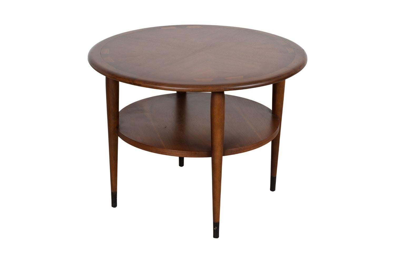 Round Tiered End Table by Andre Bus for Lane Acclaim Mid Century Modern In Fair Condition In Baltimore, MD