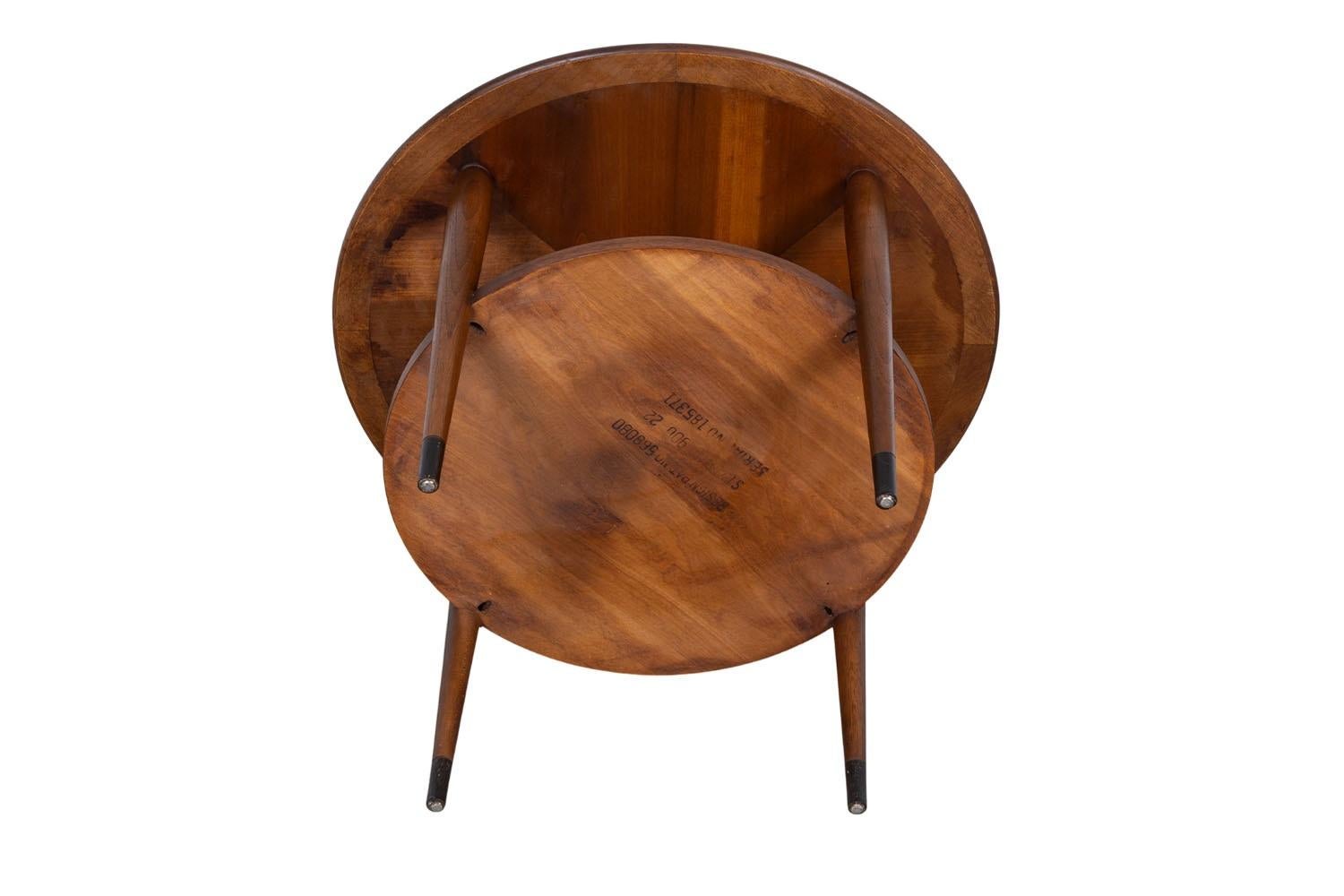 Oak Round Tiered End Table by Andre Bus for Lane Acclaim Mid Century Modern