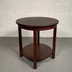 Round Tiered Quarter Sawn Oak Craftsman Table by Stickley