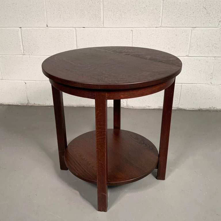 Round Tiered Quarter Sawn Oak Craftsman Table by Stickley at 1stDibs