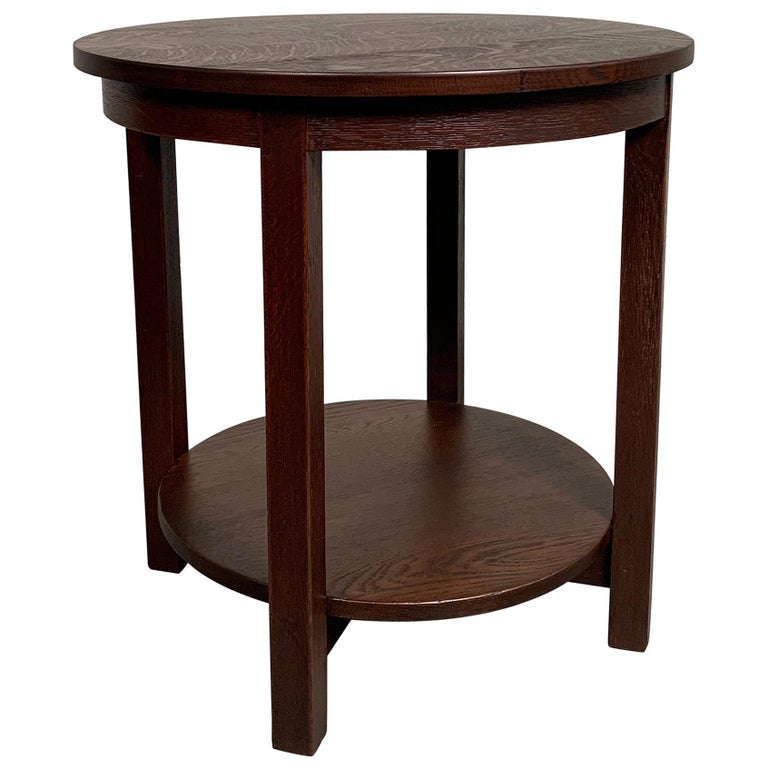 Round Tiered Quarter Sawn Oak Craftsman Table by Stickley at 1stDibs