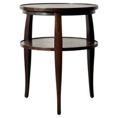 Round Tiered Side Table in Mahogany & Walnut by Edward Wormley for Dunbar 1950s