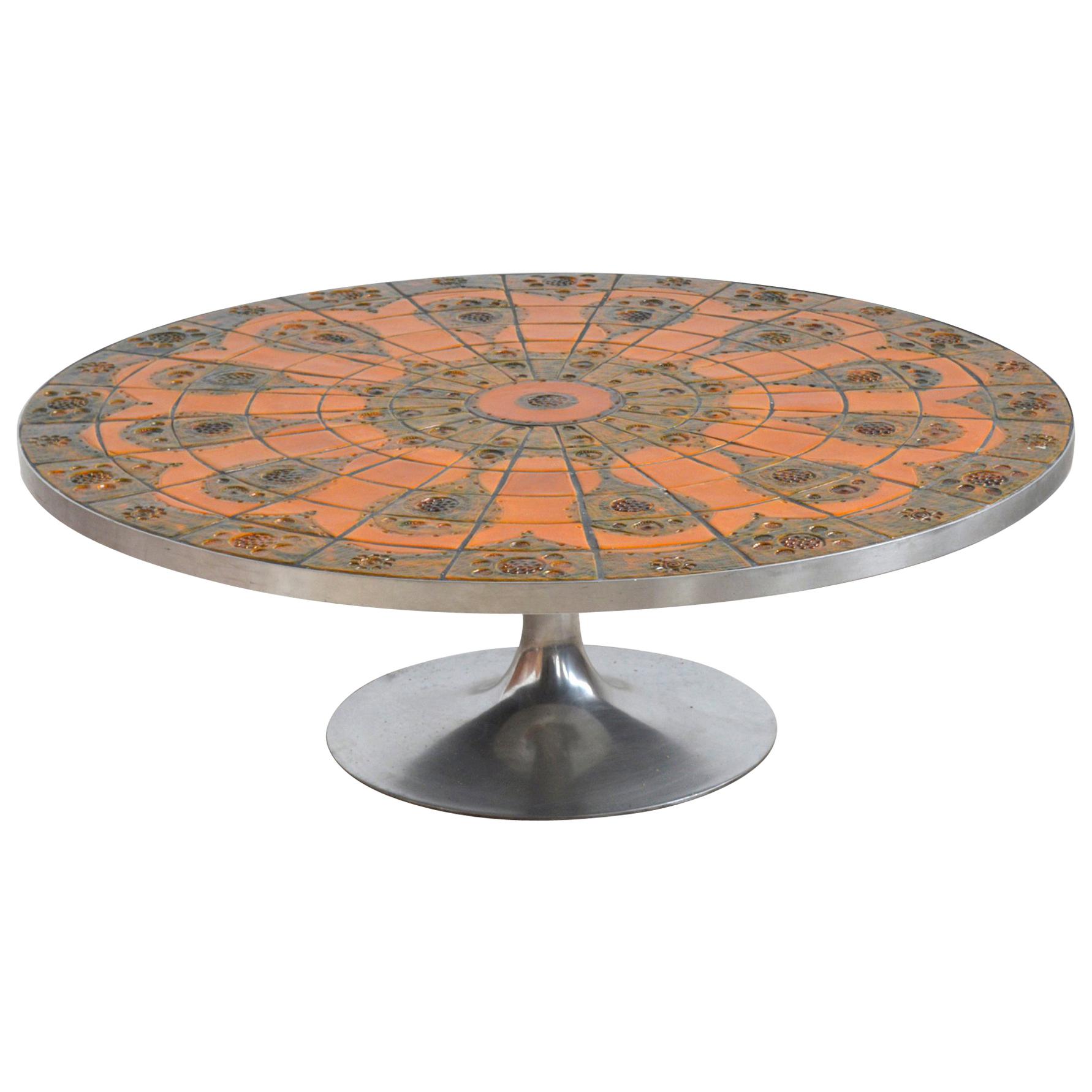 Round Tile-Top Coffee Table by Lilly Just Lichtenberg for Poul Cadovius