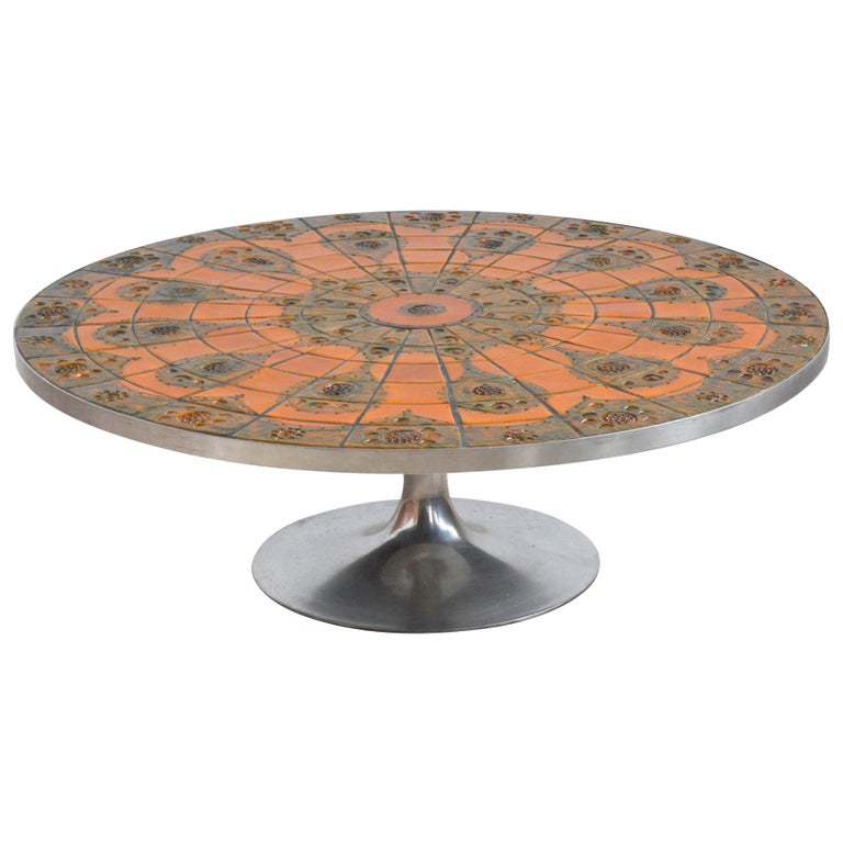 Round TileTop Coffee Table by Lilly Just Lichtenberg for Poul Cadovius