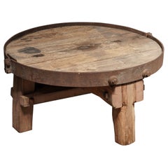 Round Timber & Iron Coffee Table