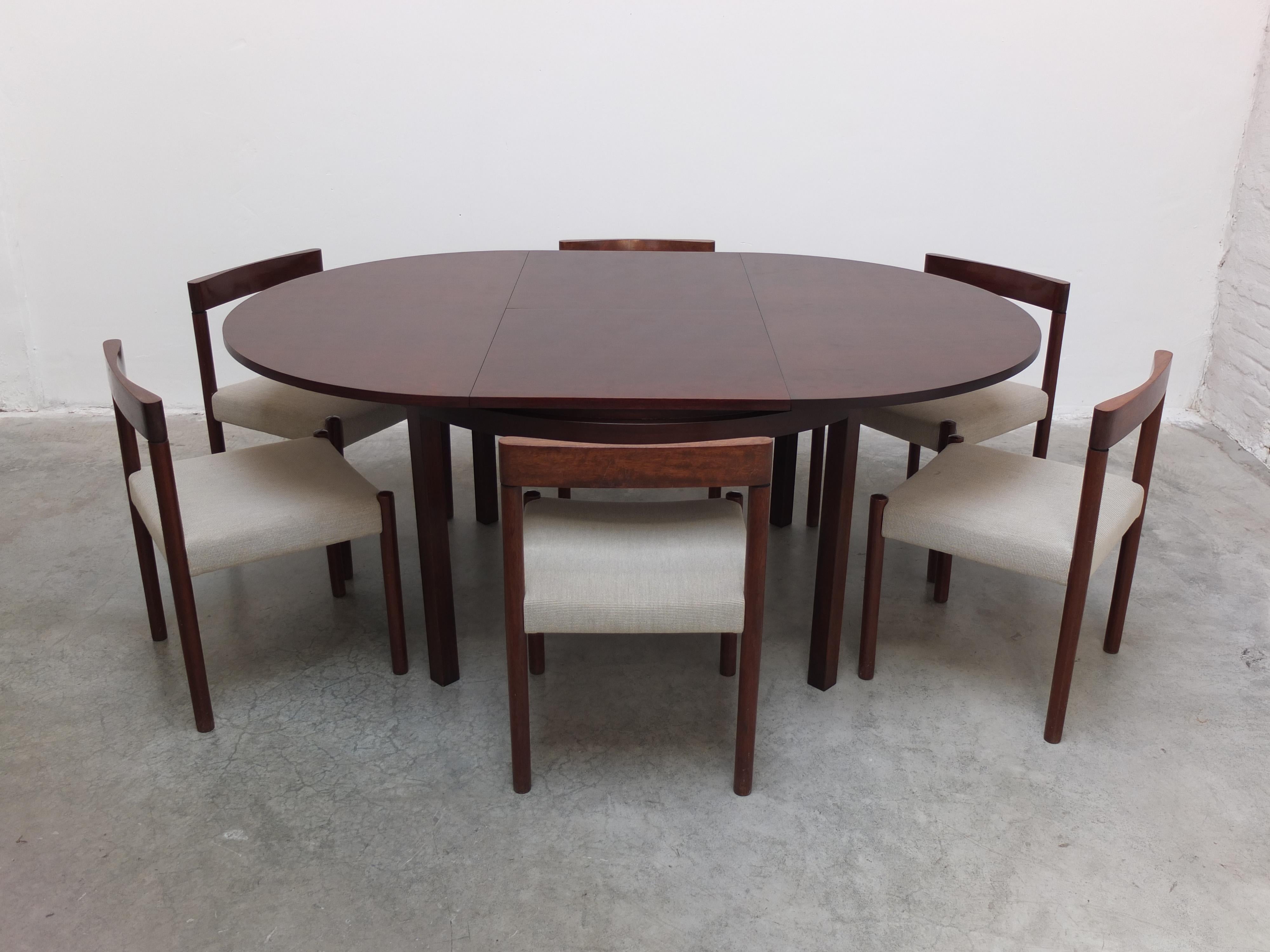 Round to Oval Extendable Dining Set by Alfred Hendrickx for Belform, 1960s For Sale 4
