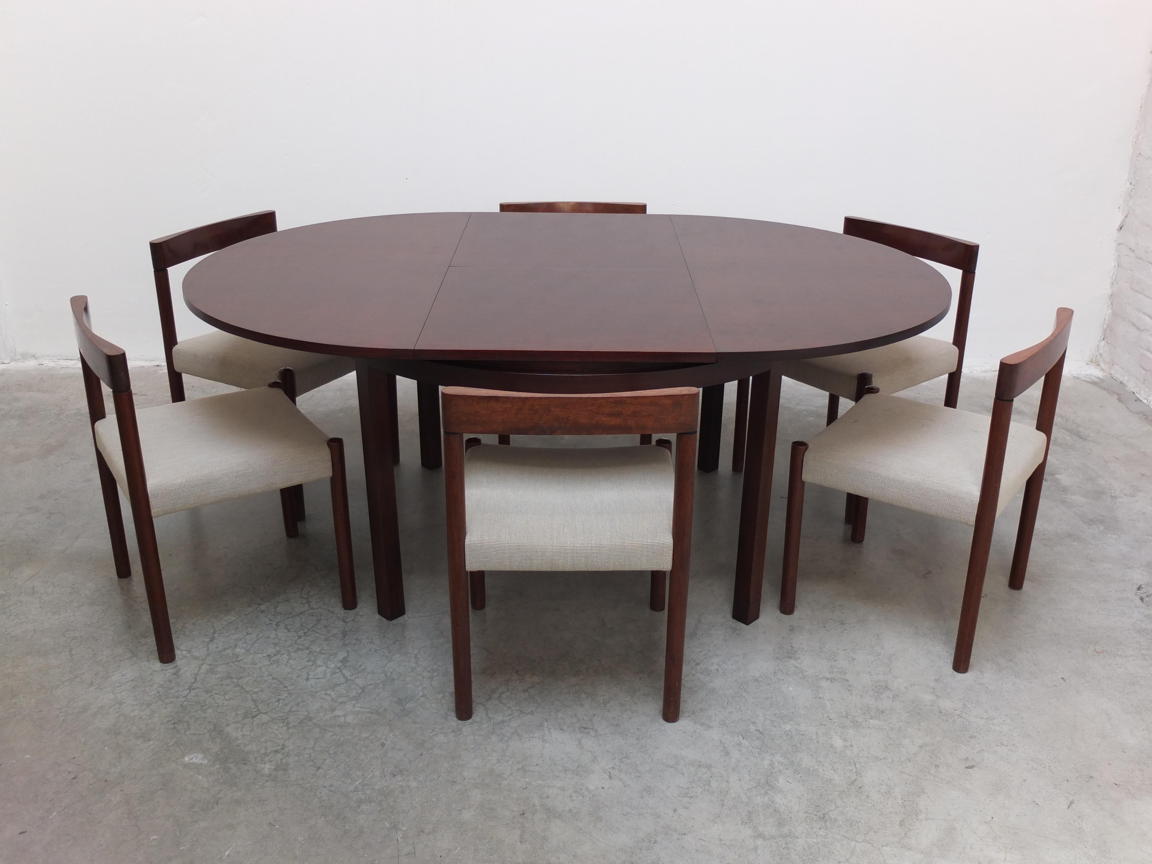 Round to Oval Extendable Dining Set by Alfred Hendrickx for Belform, 1960s For Sale 1