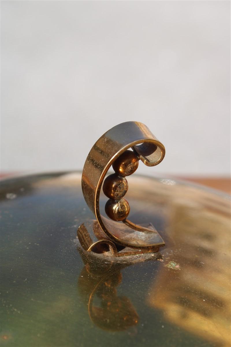 Milieu du XXe siècle Boîte à tabac ronde Art Decò Italian Design 1930 Solid Brass  en vente