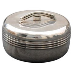 Round Tobacco Box Silver Plate Art Decò Italian Design