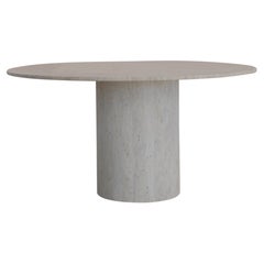 Round Top 140 Muted Beige Travertine Round Dining Table by Beije Avenue