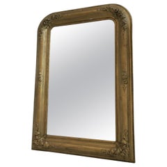 Round Top Antique Biedermeier Wall Mirror Gilt Frame
