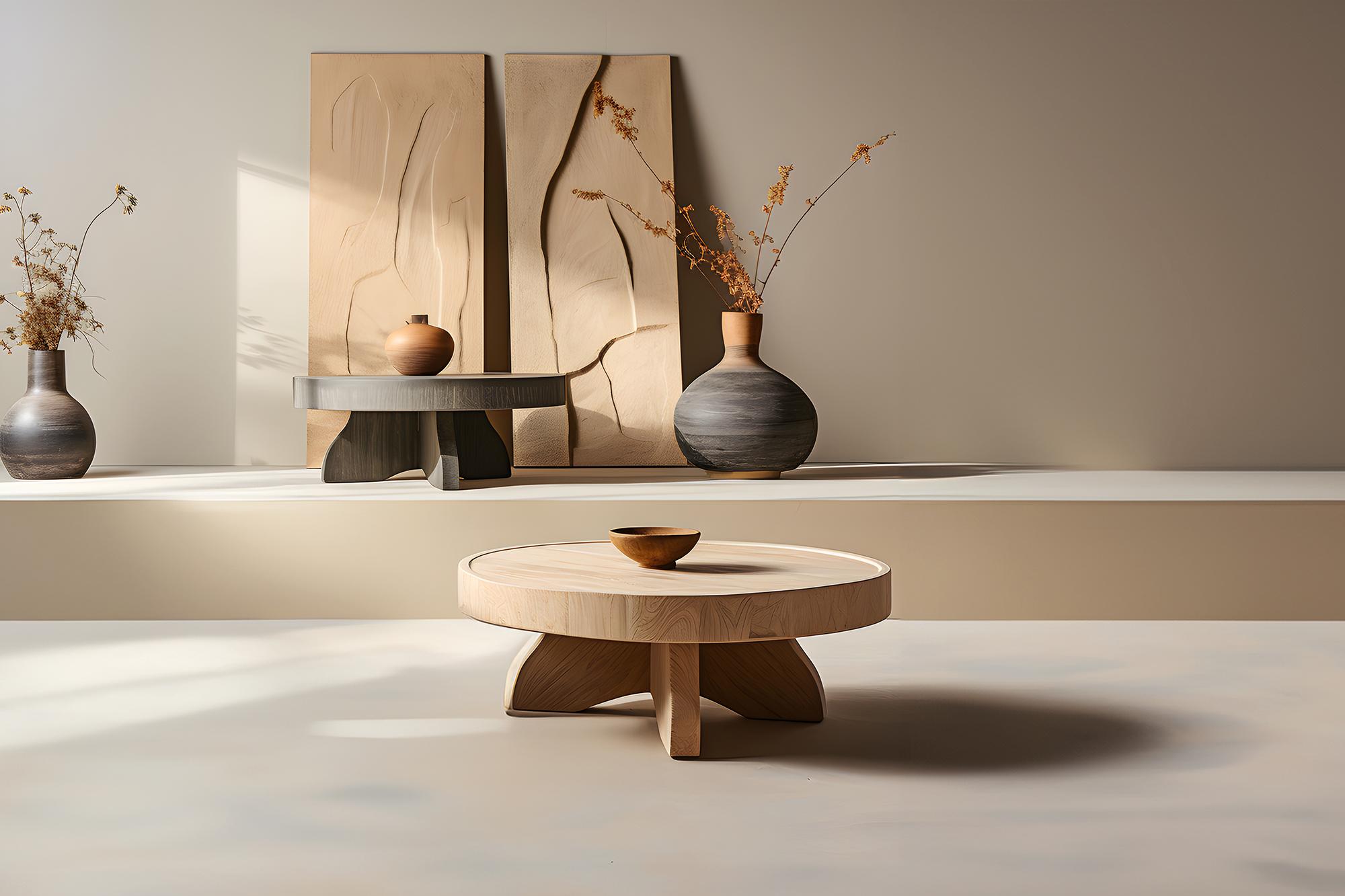 Mexican Round Top Fundamenta Coffee 52 Abstract Oak, Stylish Design by NONO For Sale