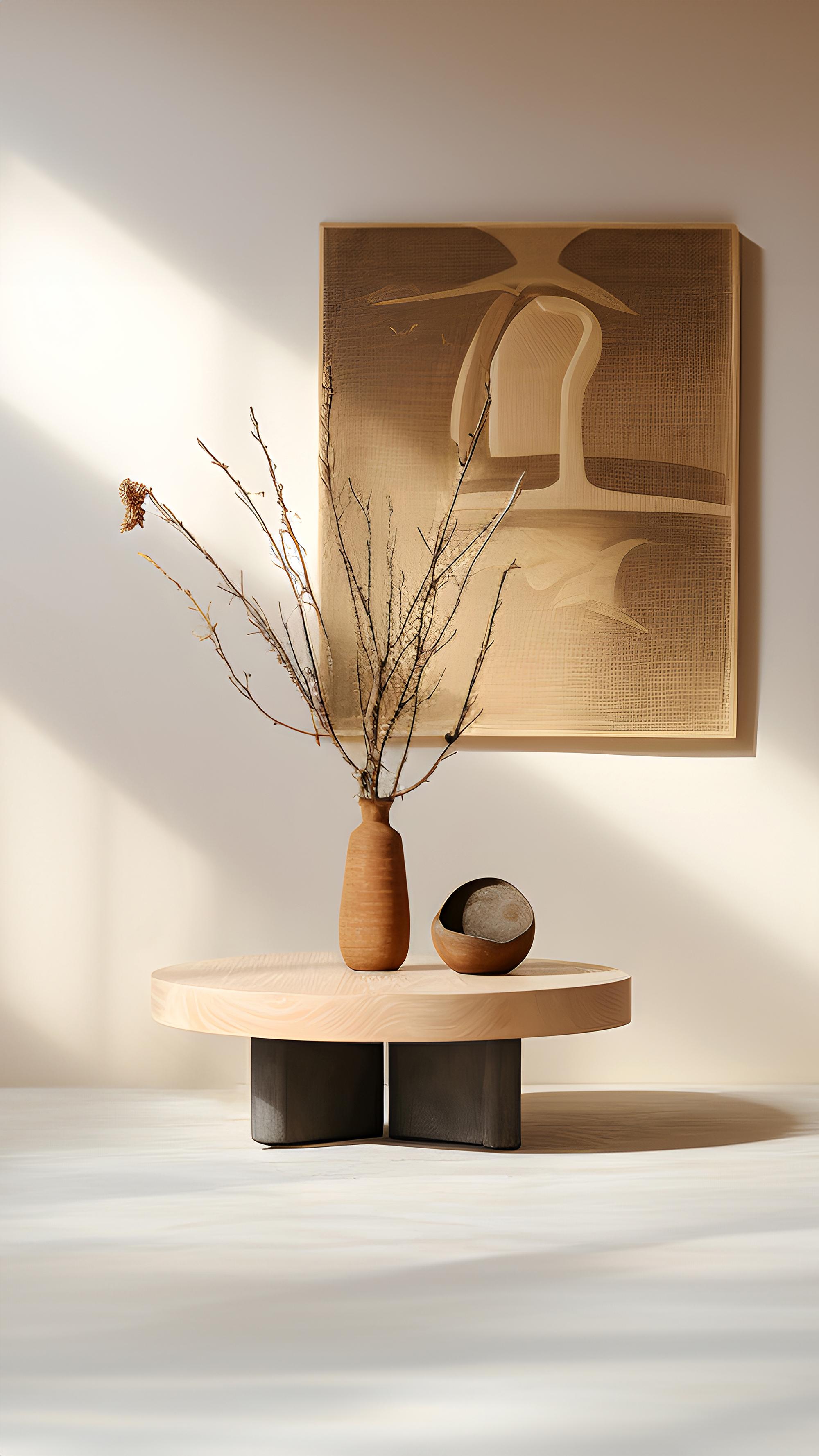 Round Top Fundamenta Coffee 59 Abstract Oak, Stylish Design by NONO For Sale 3