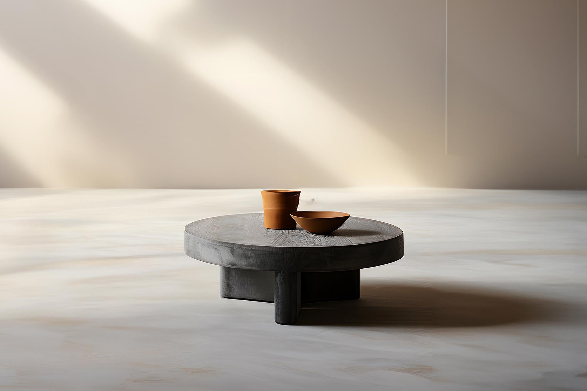 Contemporary Round Top Fundamenta Coffee 59 Abstract Oak, Stylish Design by NONO For Sale