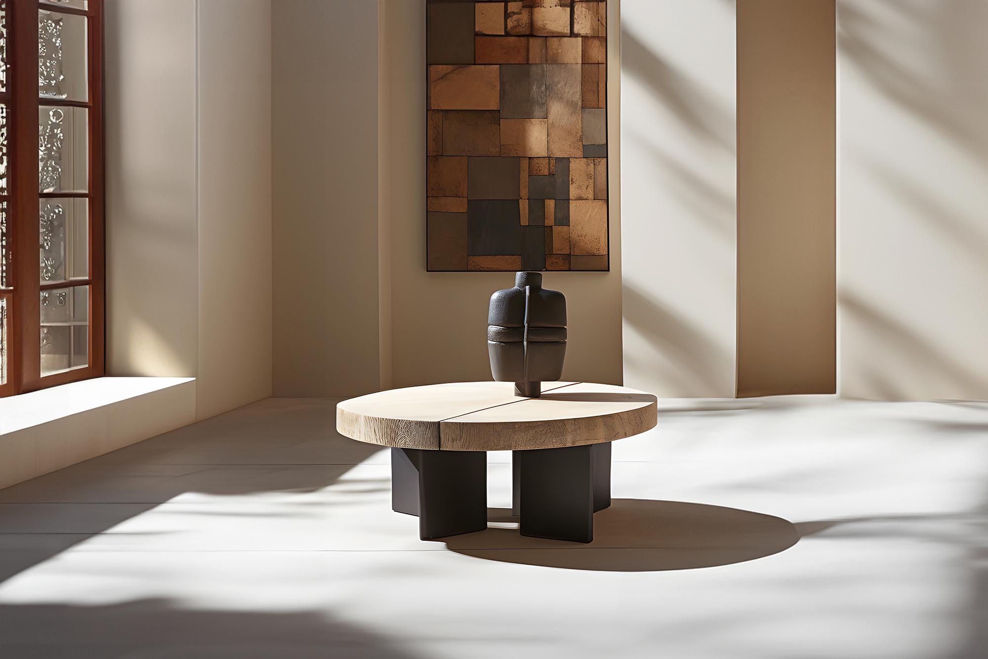 Brutalist Round Top Fundamenta Table 53 Abstract Shapes, Oak Elegance by NONO For Sale