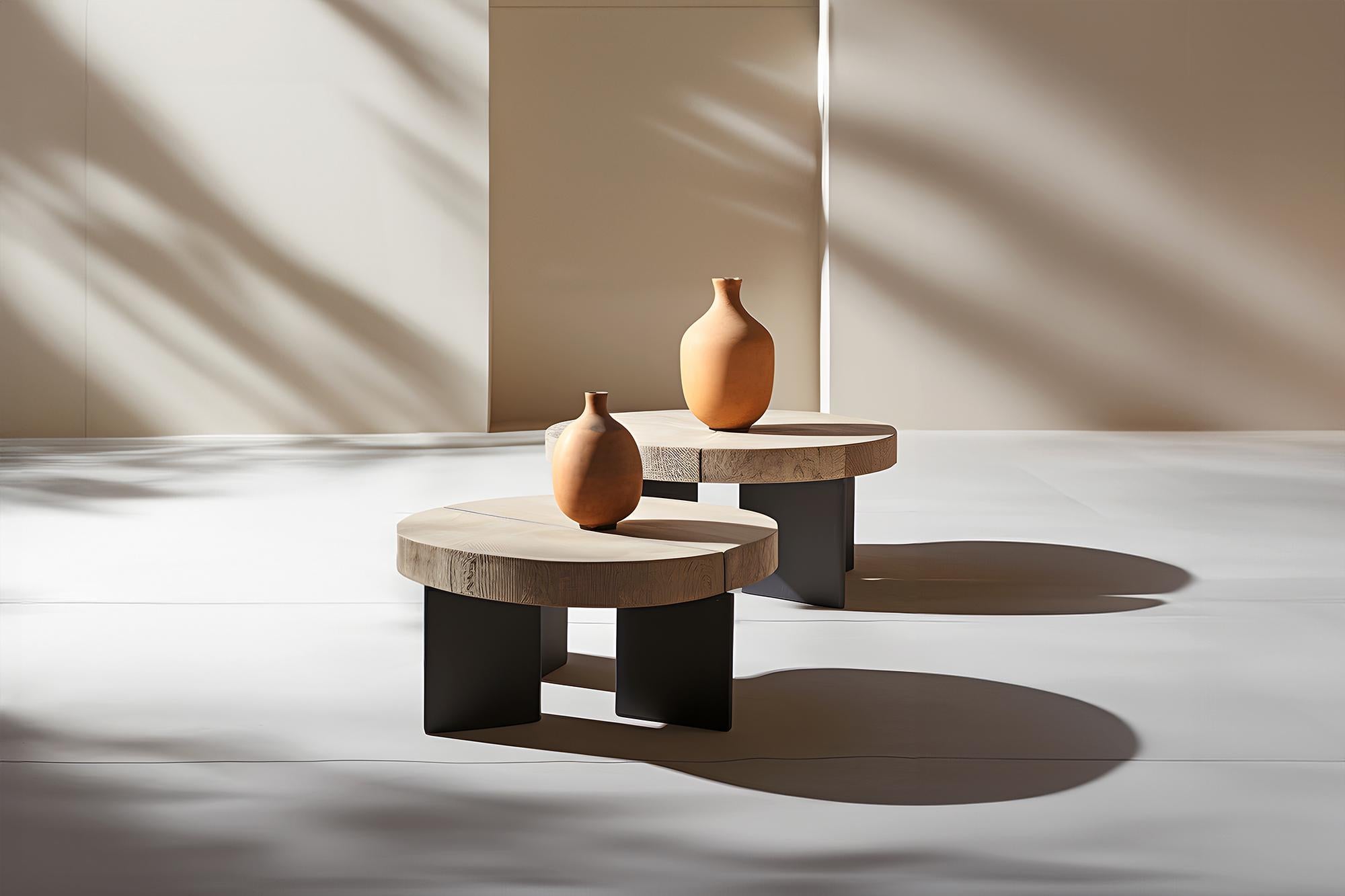 Mexican Round Top Fundamenta Table 53 Abstract Shapes, Oak Elegance by NONO For Sale