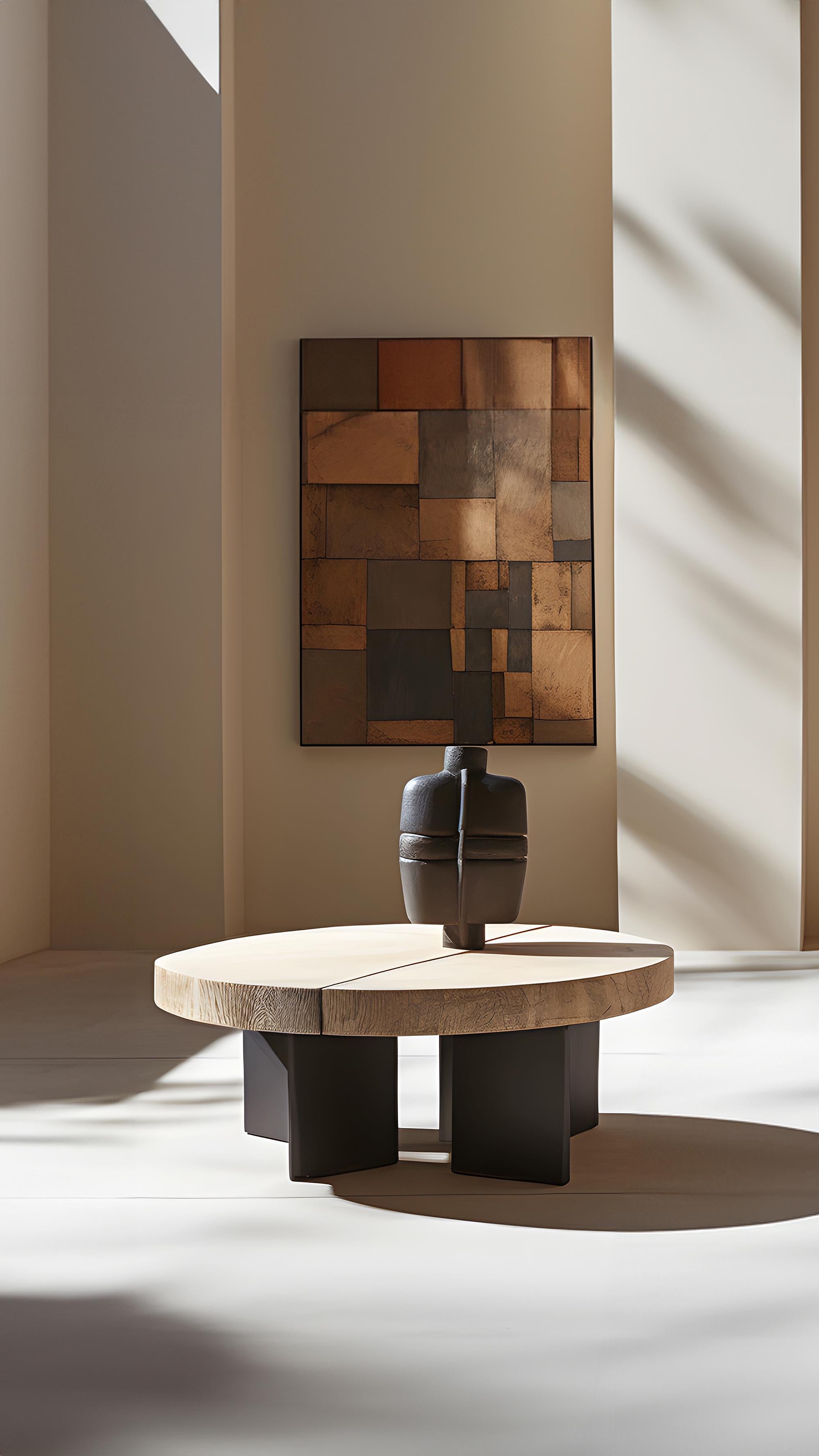 Contemporary Round Top Fundamenta Table 53 Abstract Shapes, Oak Elegance by NONO For Sale