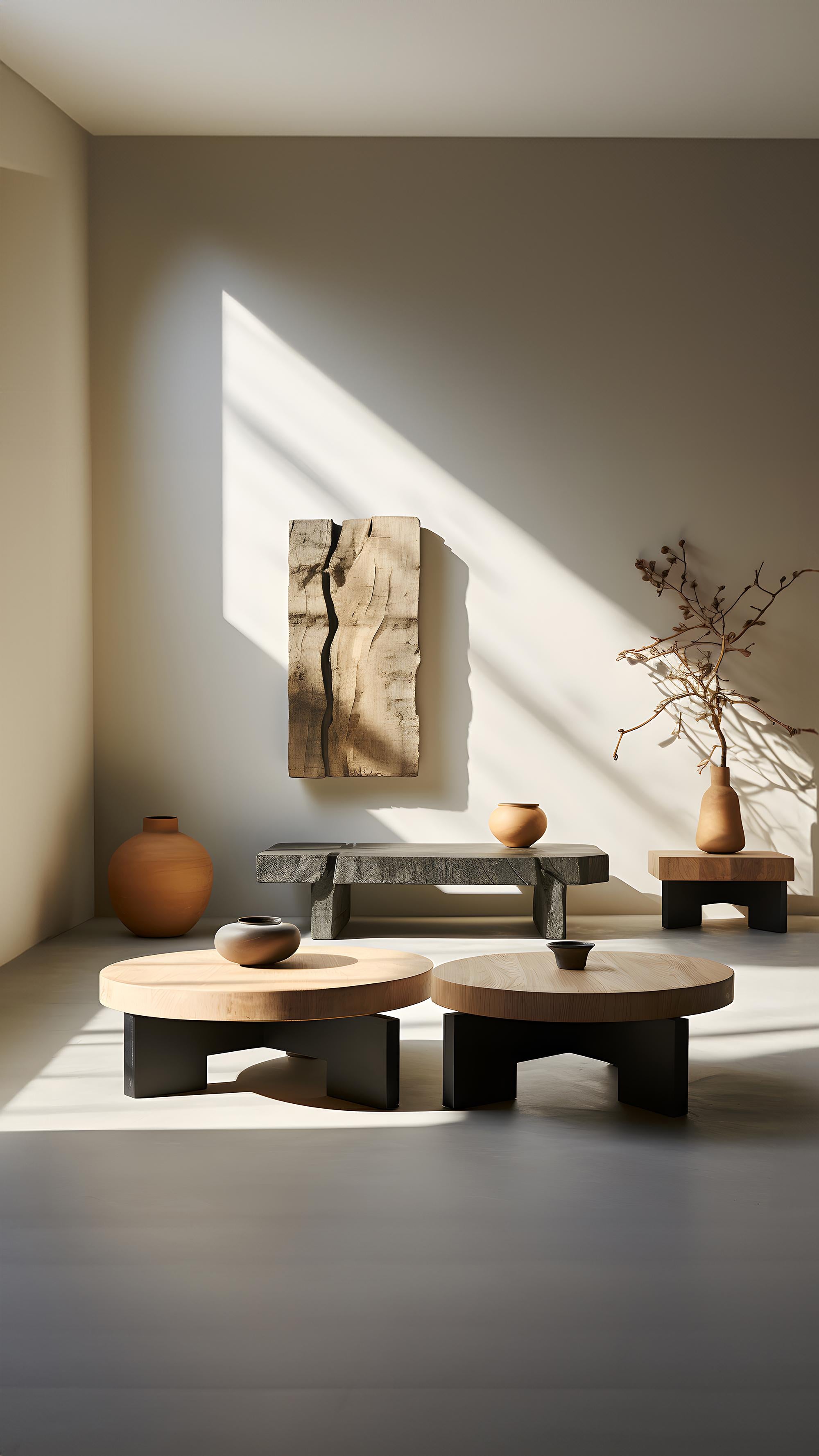 Runder Fundamenta-Tisch 61 aus abstrakter Eiche mit runder Platte, elegantes Design von NONO (Hartholz) im Angebot