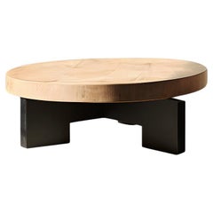 Runder Fundamenta-Tisch 61 aus abstrakter Eiche mit runder Platte, elegantes Design von NONO
