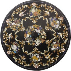 Round Top, Inlaid with Semi-Precious Stones