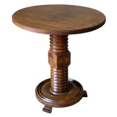 Round Top, Pedestal Base, Charles Dudouyt Side Table, France, 1930s