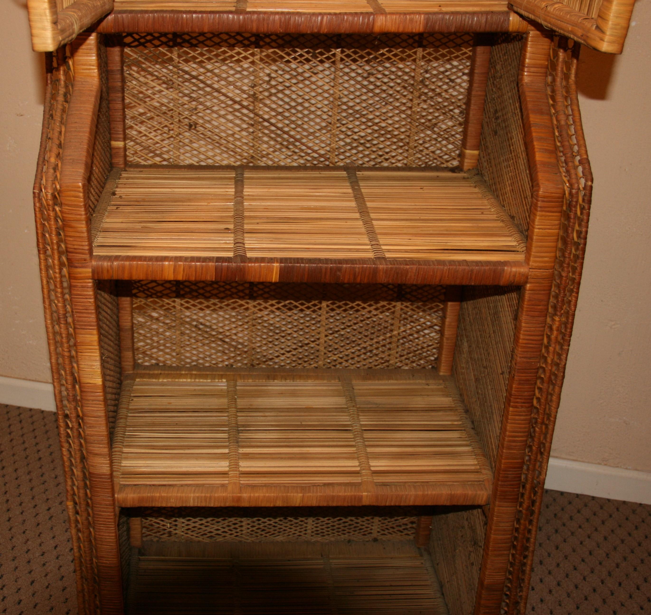 Round Top Reed and Wicker Etagere For Sale 2