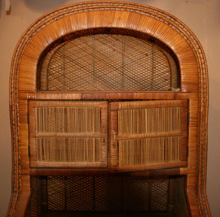 Round Top Reed and Wicker Etagere For Sale at 1stDibs round top bookcase
