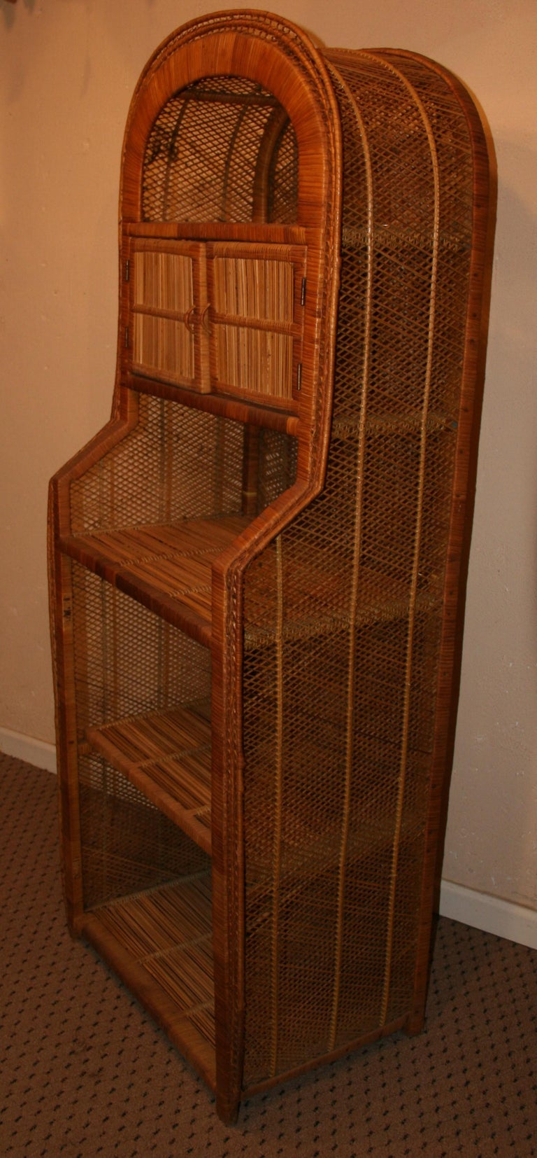 Round Top Reed and Wicker Etagere For Sale at 1stDibs round top bookcase