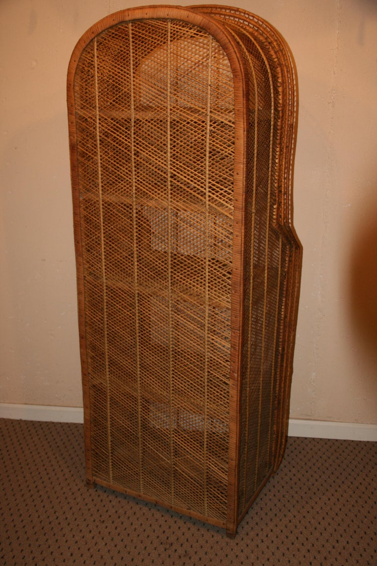 Round Top Reed and Wicker Etagere For Sale at 1stDibs round top bookcase