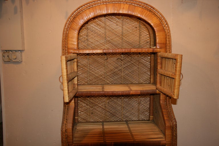 Round Top Reed and Wicker Etagere For Sale at 1stDibs round top bookcase