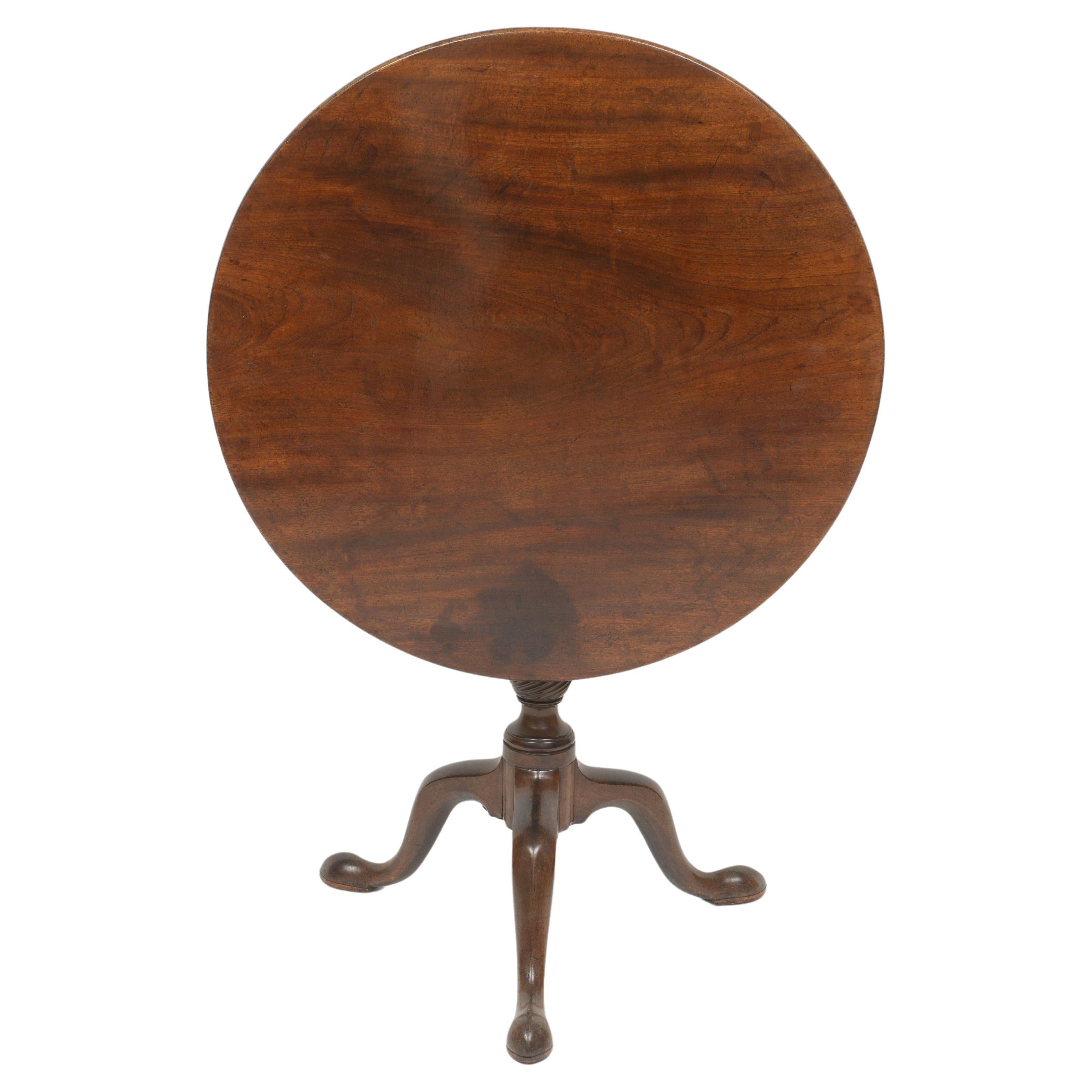 Round Top Tripod Table in Walnut Finished With Shellac and Wax Finish For Sale