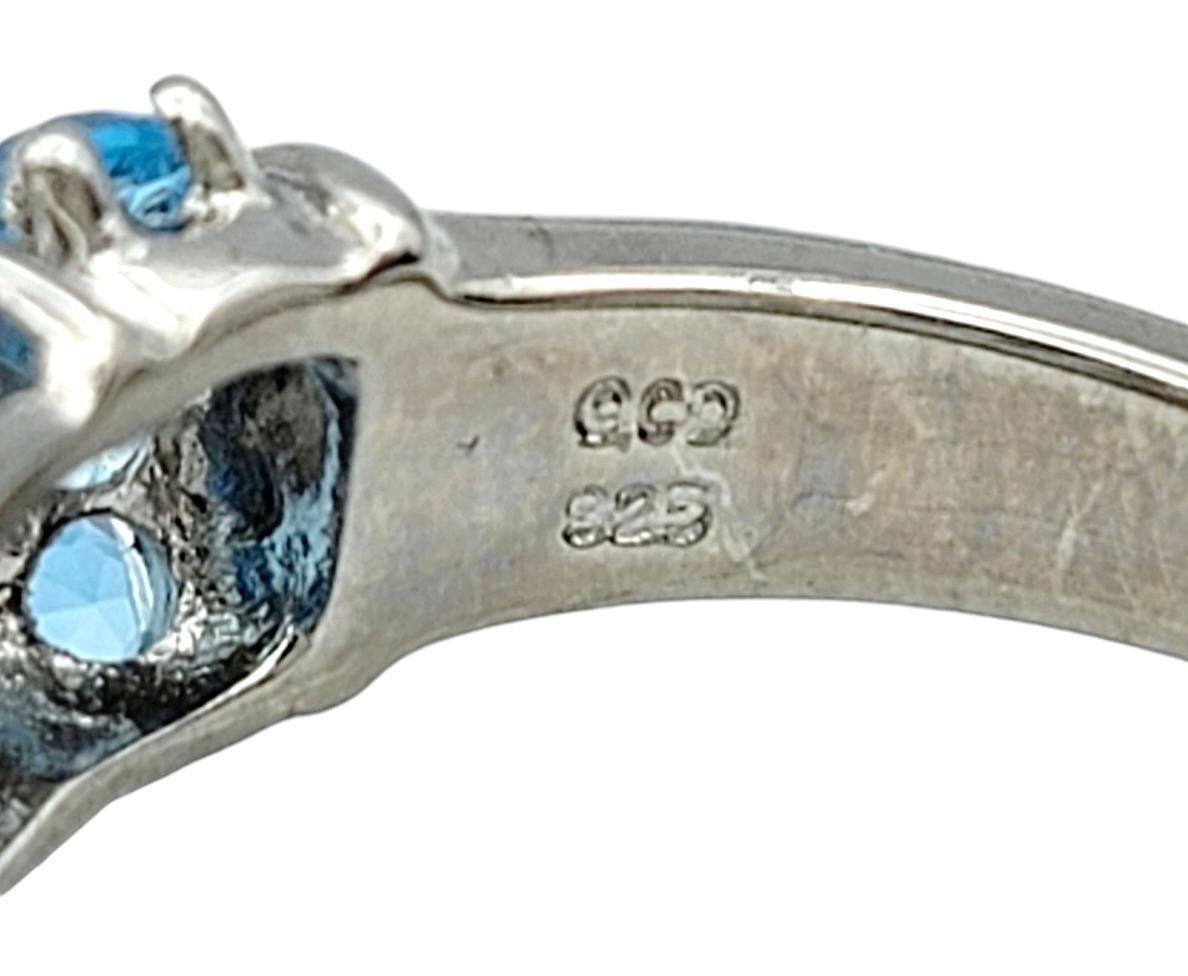 Round 2.21 Carat Natural Blue Topaz Band Ring in Polished 925 Sterling Silver In Good Condition For Sale In Scottsdale, AZ