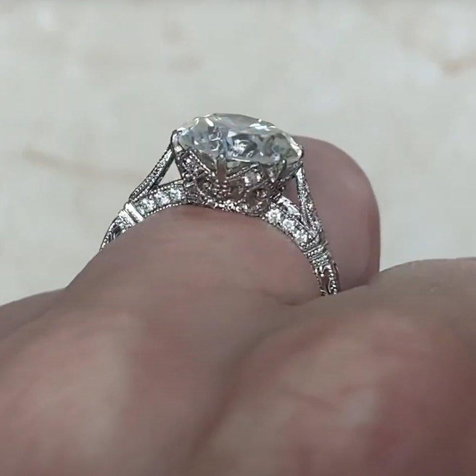 Verlobungsring mit rundem Diamanten im Übergangsschliff ( ca. 3,10 Karat), Platin im Zustand „Hervorragend“ im Angebot in New York, NY
