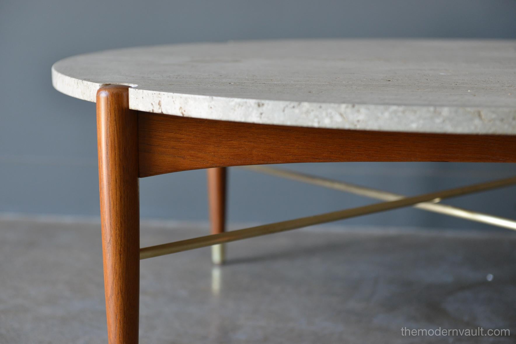 round travertine coffee table