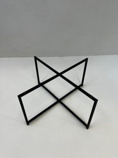 Round Travertine and Bronze Cocktail Table