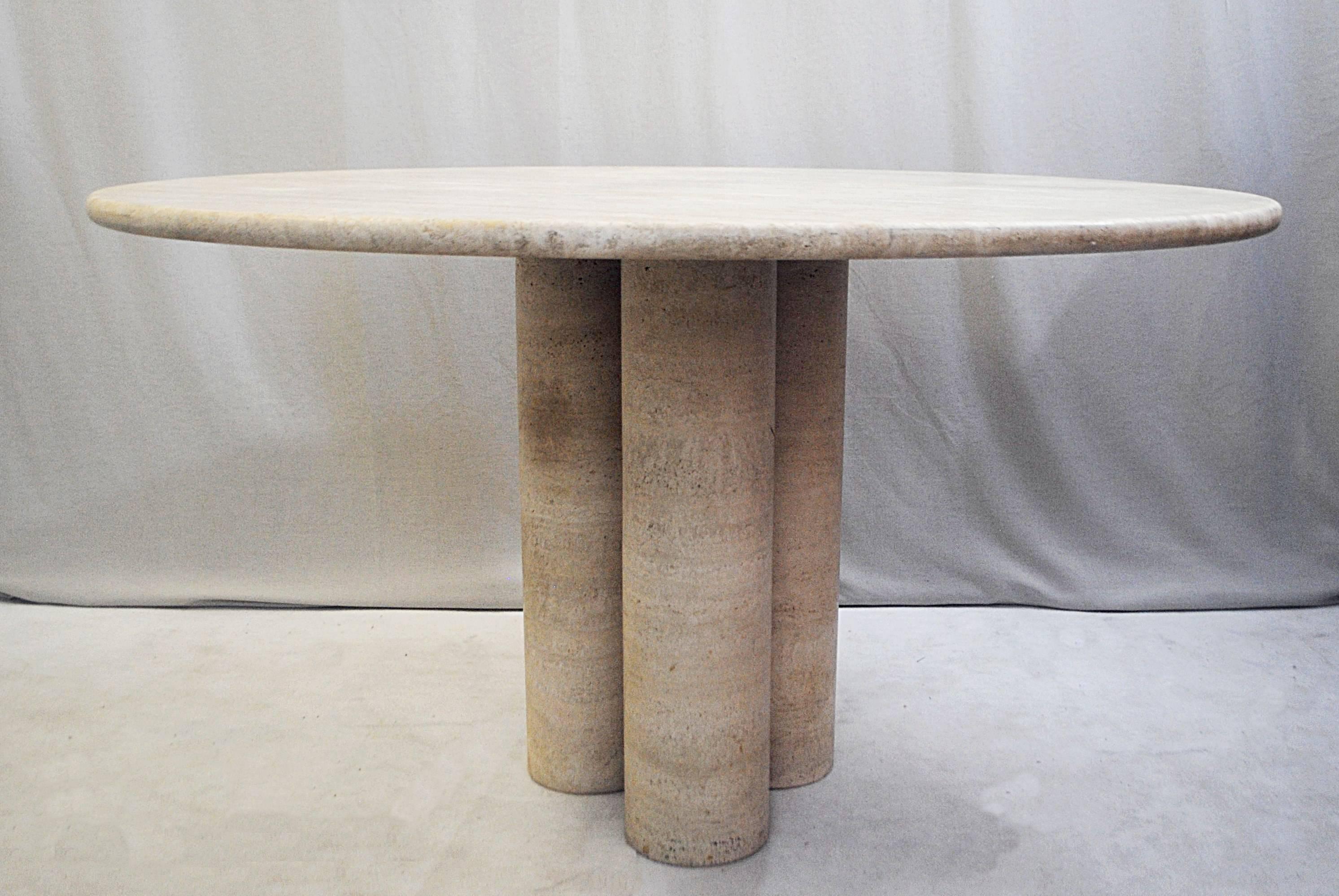 Mid-Century Modern Round Travertine Centre Table by Mario Bellini, 1970s, Italy