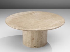 Round Travertine Coffee Table, 1970s