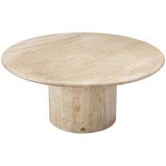 Round Travertine Coffee Table, 1970s