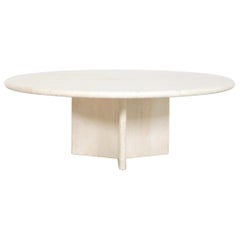 Round Travertine Coffee Table, 1970s