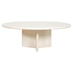 Round Travertine Coffee Table, 1970s
